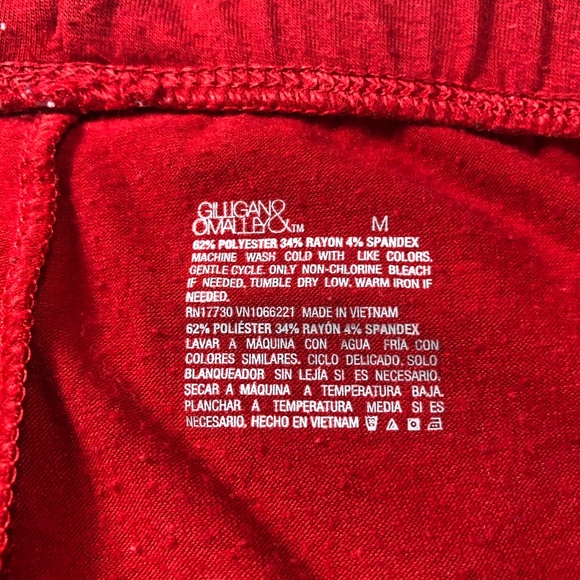 Gilligan & O’Malley 📌 size Medium red sleep pants with black tie - Picture 3 of 3